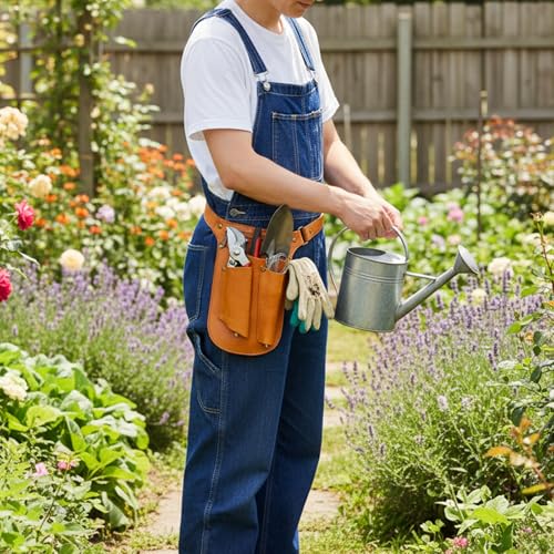 TOURBN leather gardening tool belt and 4-in-1 utility bag for florists and gardeners