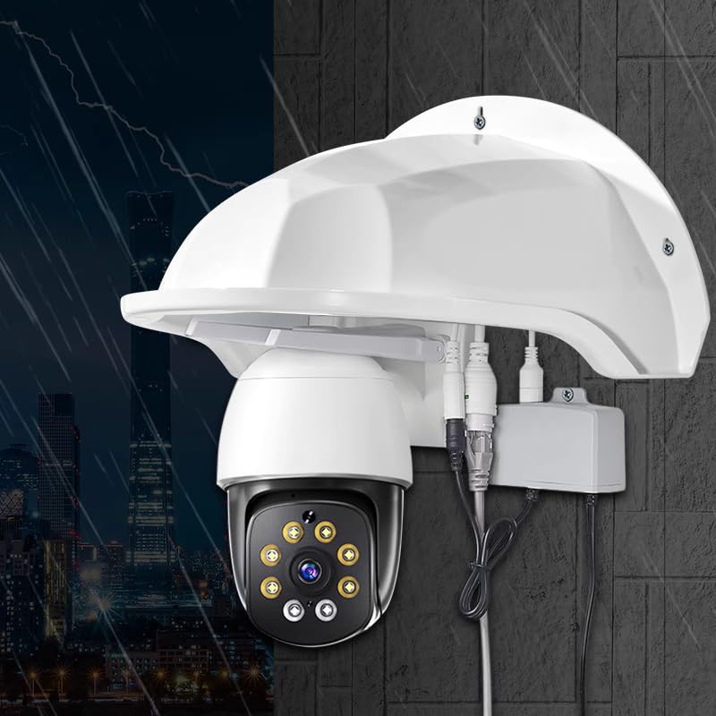 Universal Security Camera Cover Sun & Rain Shield – Weatherproof Protective Roof for Dome/Bullet Outdoor CCTV Cameras (3x White) 3x White