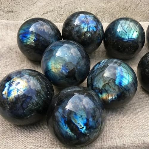Natural Labradorite Crystal Sphere 5-6cm (1.97-2.36 Inch) Polished Flash Stone Ball Healing Crystal Orb for Meditation Reiki Chakra Energy Healing Home Decor Collectible Gift