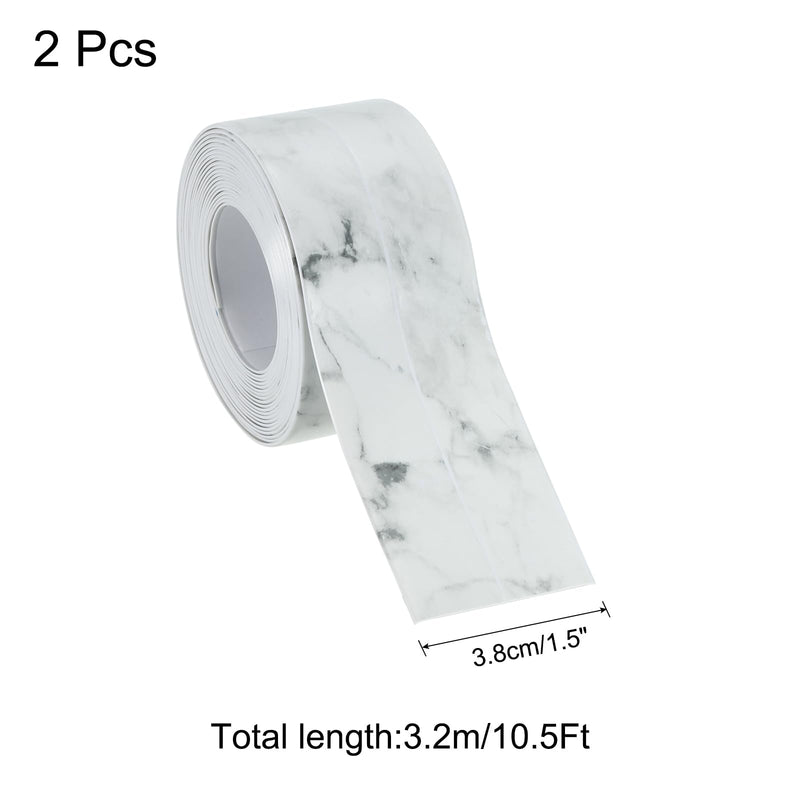 uxcell 2Pcs 1.5in X 10.5Ft Marble Grey Caulk Strip PVC Waterproof Self Adhesive, Kitchen Caulk Sealant Tape, Decorative Sealing Trim for Toilet Base, Floor, Molding and Sealant Tape 2