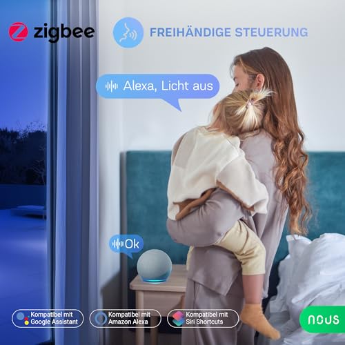 NOUS A7Z ZigBee Smart Socket with Energy Monitoring, 16A, App & Voice Control, Schedule & Timer, Compatible with Alexa, Google Home, Home Assistant, Tuya, ZigBee Hub Required, 3 Pack Pack of 3