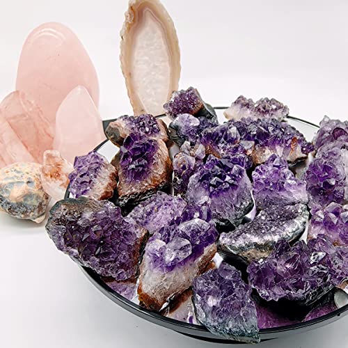 Raw Amethyst Clusters 10Pcs Real Natural Amethyst Crystals Geode Deep Purple Gemstones Bulk Healing Stones Meditation Home Decoration（30g-40g/pcs） Grade B-Deep purple