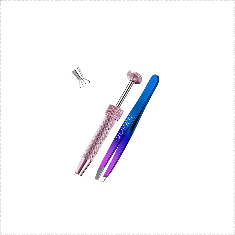 OUFER Piercing Ball Grabber Hinged Clicker Segmen Septum Tool Tweezers Piercing Tools Body Piercing Kit Internal Thread Push Pin Male Thread Assistant Body Piercing Kit for Ear Nose Lip Tool Pink