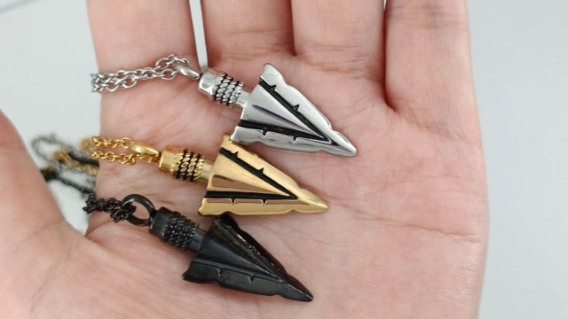 YSAHan Spearpoint Arrowhead Pendant Cremation Jewelry for Men Ashes Spear Point Arrow Urn Necklace Keepsake Memorial, UR-12_Arrowhead