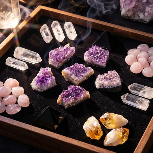 CrystalTears Amethyst Crystal Geode Cluster Raw Amethyst Rock Quartz Healing Crystals Druzy Geode Mineral Specimen Gemstone for Meditation Reiki Healing Home Decor 0.22-0.44 lb 0.2-0.4lb