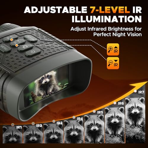 4K Night Vision Goggles - 48MP Infrared Binoculars for Hunting Camping Wildlife, 10X Digital Zoom 1300ft Range, 5000mAh Battery 15H Day/10H Night Use, 32GB Card, 3" LCD Screen DEEP GREEN