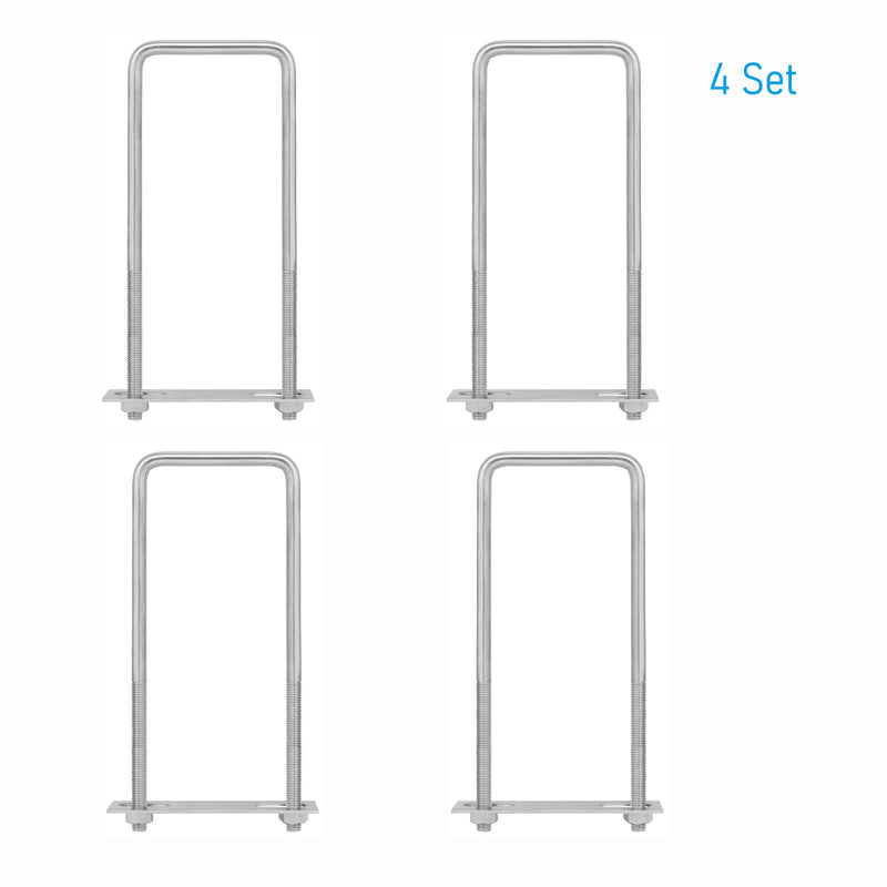 [Australia - AusPower] - 4 Sets 304 Stainless Steel Square U-Bolts 2-3/8"(60mm) Inner Width, 6.3"(160mm) Length Stainless M8 with Nuts, Frame Plate, Accessories for Automobiles Trailer, Boat Trailer Industrial Parts 60×160mm (W*L) 