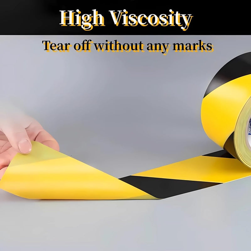 3 Inch x 200FT Black and Yellow Safety Tape, Hazard Tape, Warning Tape, Caution Tape Roll, Floor Marking Tape for Gymnasium, Walls, Floors, Pipes and Equipment in Construction Sites & Hazardous Areas Yellow&Black