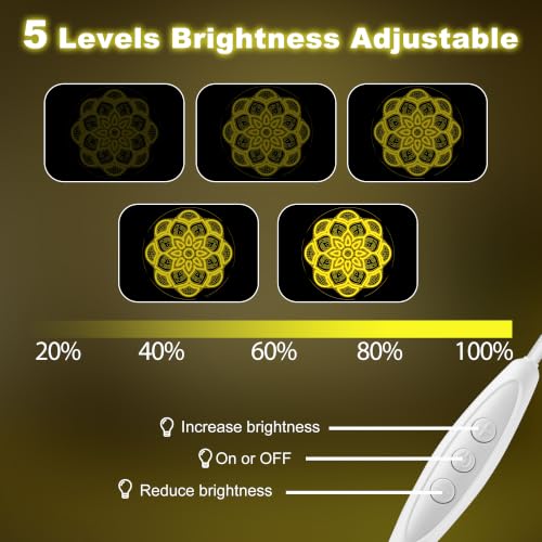 Mandala Neon Sign, Golden Yellow Spiritual LED Wall Light 15.7" x 15.7" Mandala-Golden Yellow