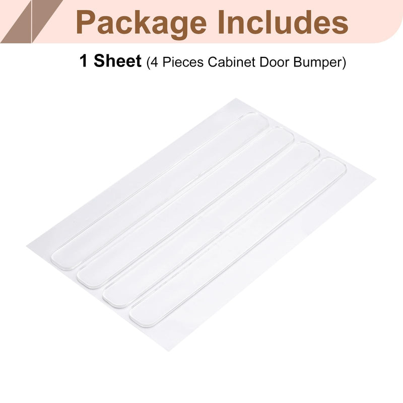uxcell 4Pcs Cabinet Door Bumper, Quiet Clear Door Slam Stopper - Rubber Soft Close Bumpers Self Adhesive Rubber Bumpers - 5.91 x 0.59 x 0.08 Inch for Shower, Drawers, Toilet Lids 4