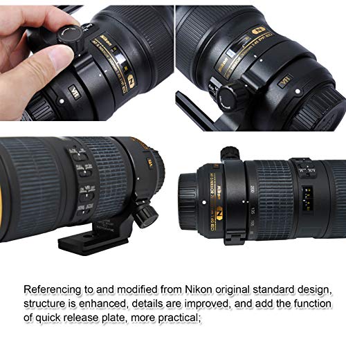iShoot Improved Lens Collar Tripod Mount Ring for Nikon RT-1 Nikkor AF-S 300mm F/4E PF ED VR & AF-S 70-200mm F/4G ED VR, Bottom Quick Release Plate Feature Compatible with Arca-Swiss 39mm Fit Ballhead