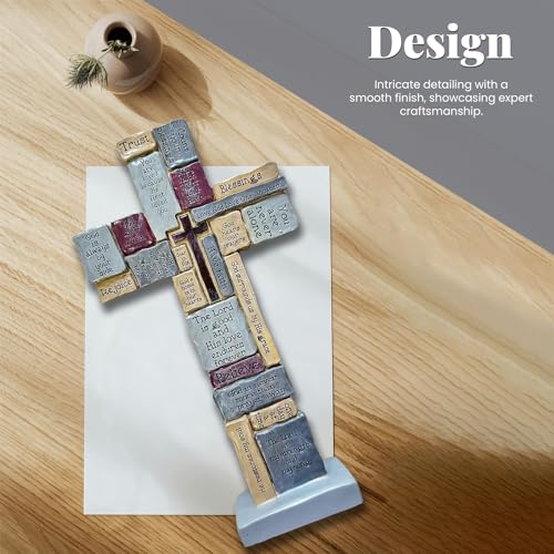 Imerance Inspirational Resin Standing Cross,12 Inch Christian Crucifix 12"L x 6"W
