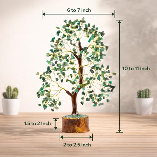 ANAYA AGATE Green Jade Crystal Trees for Home Decor, Office Desk Decoration, Chakra Healing Crystals and Stone for Positive Energy, Money, Good Luck, Tree of Life Spiritual for Women and Mom Green Jade Golden Wire