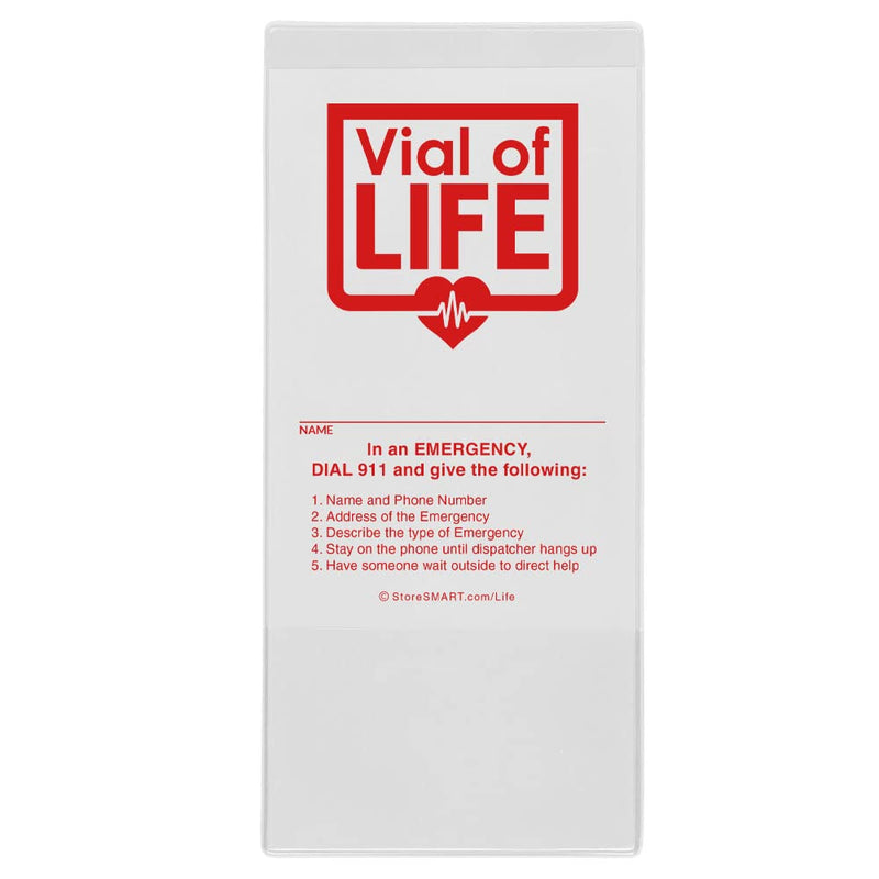 [Australia - AusPower] - StoreSMART - Vial of Life PRO Medical Info Pocket - Magnetic Back - 5-Pack - for Refrigerator, Locker, Filing cabinets - LP4X9SW-5 