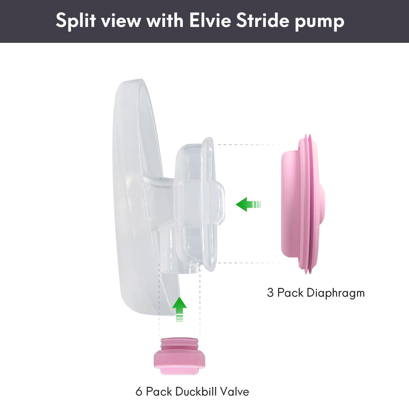 [Australia - AusPower] - 6 Pack Duckbill Valve & 3 Pack Pump Seals Compatible with Elvie Stride Pump, Replacement Breast Pump Parts, Silicone Diaphragm, Elvie Stride Membrane, Not Original Pump Part/Accessories 6-Valves 3-Dia (B) 