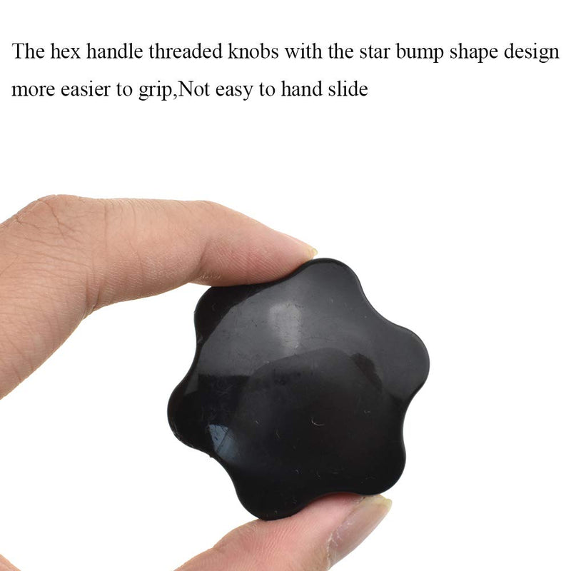 [Australia - AusPower] - Hahiyo Hex Handle Threaded Knobs Star Bump Shape M10 20mm Screw Length 48mm Head Diameter Clamping Handgrip Nut Screw Combined Tightly Solid Plum No Tool Needed 2pcs, M10*20#48-2Pcs 