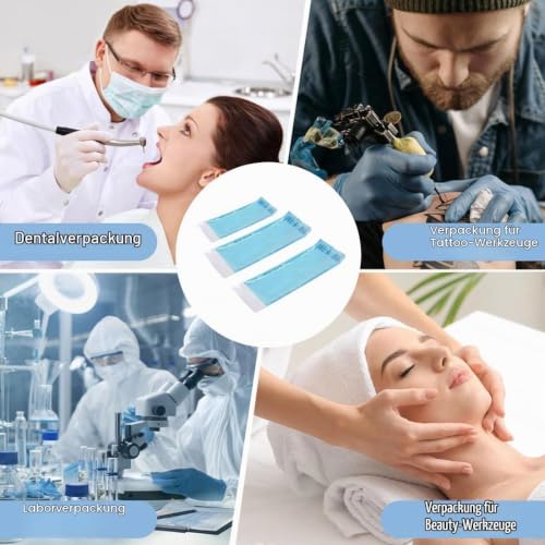 Pack of 150 Sterilisation Bags, Self-Sealing Sterilisation Bags for Dental Tools, Tattoos or Manicures, Sterilisation Bags, Teri Bags for Autoclave, Autoclave Bags