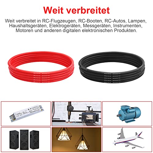 Henakmsl 8AWG Silicone Cable 5m 8.29mm² Red/Black | 2.5m Red + 2.5m Black, Highly Flexible Tinned Copper Stranded Wire for RC, Car, Marine and Electronics 8AWG(2.5M+2.5M)