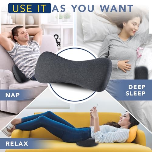 Hapiclody Lumbar Support Pillow for Sleeping Memory Foam Lumbar Pillow for Lower Back Pain Relief Back Support Pillow for Side,Back and Stomach Sleepers-Bed Wedge Bolster Pillow Bed Rest Pillow (Gray)