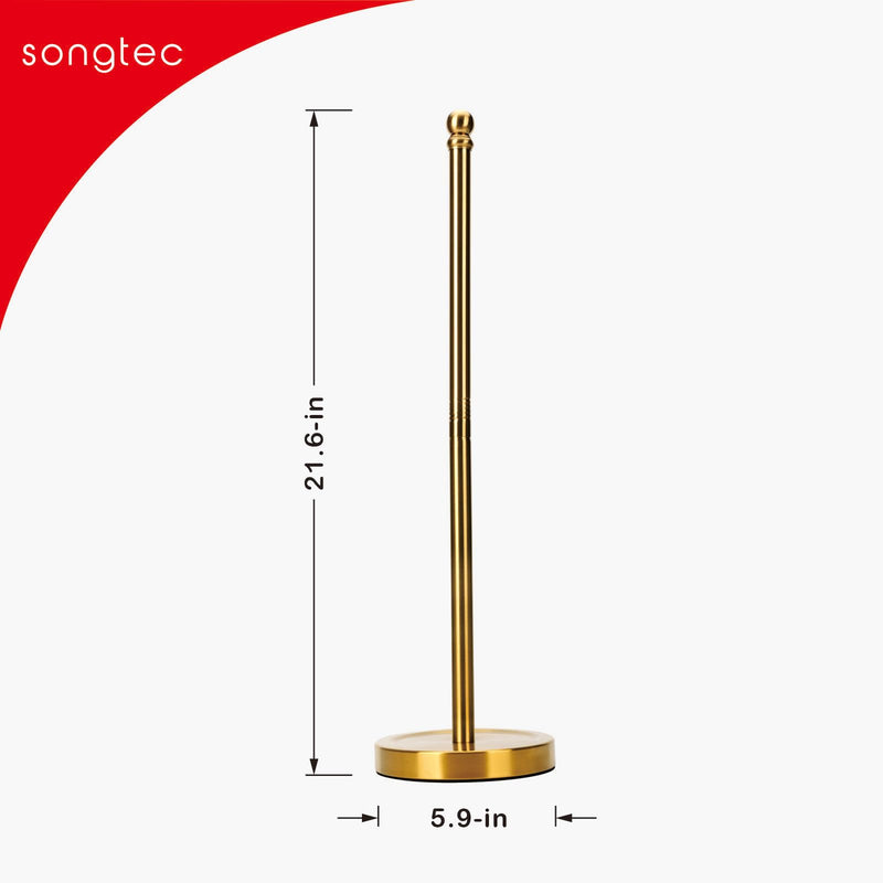 Songtec Toilet Paper Holder Stand Reserve for Bathroom, Holds 4/5 Rolls, Compact TP Roll Holder Storage, Stainless Steel (Gold) Gold