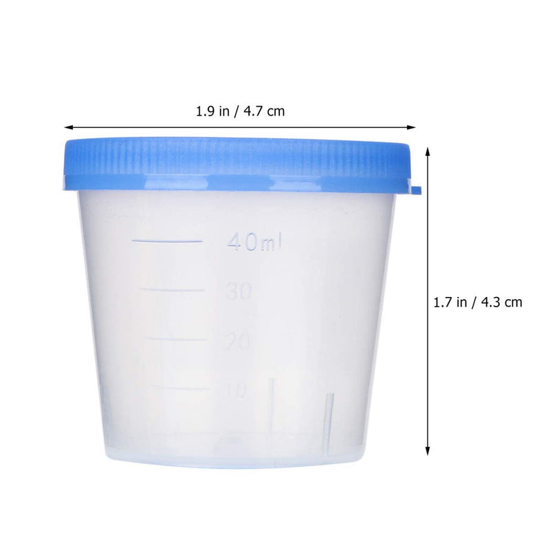 [Australia - AusPower] - Sterile Cups Urine Cup 50pcs 40ml Plastic Sample Cups Specimen Collection Cups with Lids Urine Container Specimen Containers Urine Testing Accessories (Random Color) 