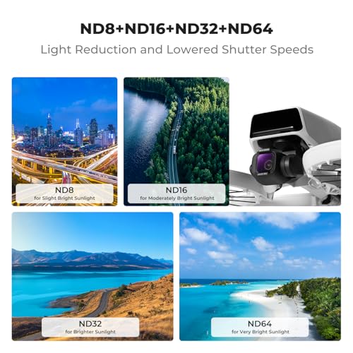 K&F Concept ND PL UV Filter Set Compatible with DJI Flip, 6 Pack UV PL ND8 ND16 ND32 ND64 Neutral Density & Polarizing & UV Protective Filters, HD Optical Glass Multi-Coated Filter UV+CPL+ND8+ND16+ND32+ND64