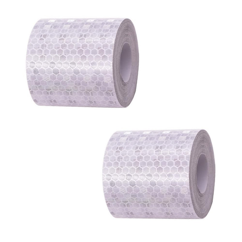 QUUPY 2Rolls Silver Reflective Tape Waterproof PVC Self-Adhesive Warning Stickers Reflector Tape for Bicycle Car Truck Motorcycle Helmets(5cmx3m)