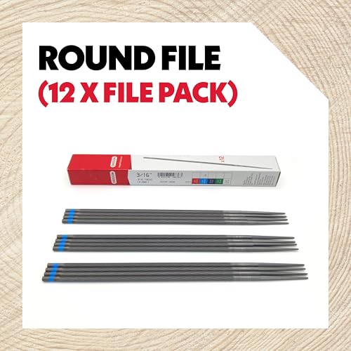 Oregon Premium Round Files for Chainsaw Chains Diameter Pack of 12 | 4.8 mm (3/16 inch), light blue, double cut - also suitable for use in a file holder/sharpening tool 3/16-4.8mm Single