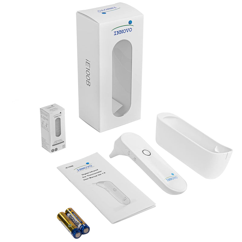 [Australia - AusPower] - Innovo iE100B Digital Ear Thermometer, Fever Alert Device and Disposable Probe Covers Bundle 