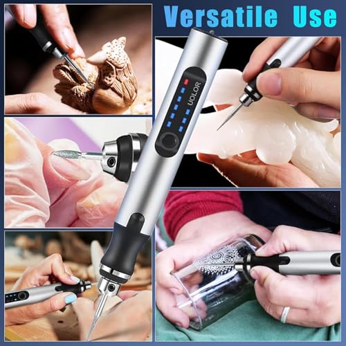 Engraving Pen, Glass Engraving Tool with 16 Templates for DIY Crafts (Pink) Pink