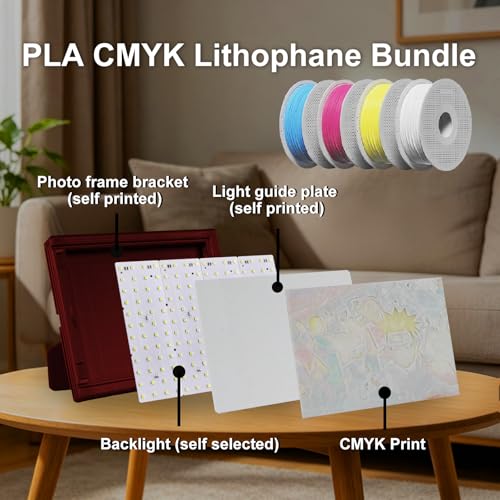 4PCS Lithophane LED Backlight Board Kit KC009 KC010 for Bambu Lab H2C/X1/P2S/A1 LED Light Board Backlights Makerworld Model Parts USB 3D Print Accessory Photo Model DIY Light Box