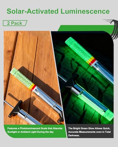 GODESON fluorescent tire tread depth gauge with color-coded 1/32-inch markings and pocket clip, pack of 10