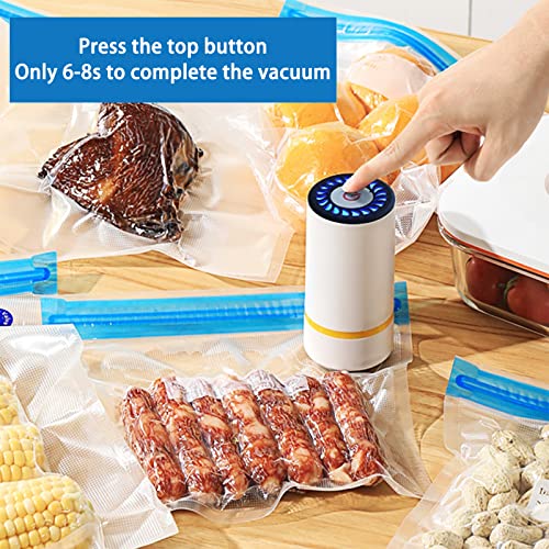 Portable Vacuum Sealer Set, Geliking Food Vacuum Sealer Machine Rechargeable Handheld Vacuum Sealer for Food with 10 Reusable Sous Vide Bags for Food Storage Sous Vide Cooking