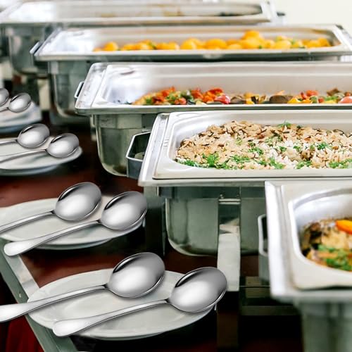 Serving Spoons Set, 8PCS, 10-Inch, Includes 8 Large Spoons 8 Pieces (Large Only) Silver
