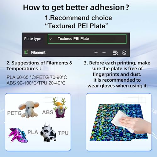 IdeaFormer Double Side PEN Smooth Letter Pattern and Smooth Digital Coding Pattern Build Plate 257x257mm Spring Steel Sheet for Bambu Lab printer X1/X1C/X1E/P1P/P1S/A1.