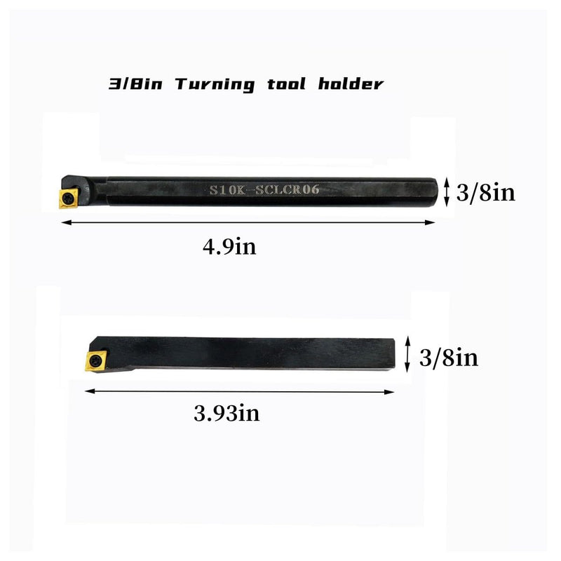 [Australia - AusPower] - 14PCS 3/8in10mm Shank Indexable Lathe Tool Holder Bit Set for Turning Milling Boring bar with Indexable Carbide Turning Insert CCMT21.51 DCMT21.51 (3/8 Holders + 12pcs CCMT2.51) 3/8 Holders + 12pcs CCMT2.51 