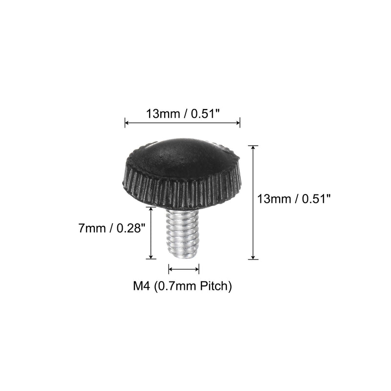 [Australia - AusPower] - uxcell 50pcs M4 x 7mm Male Thread Knurled Knobs, Thumb Screw Clamping Knobs Grip Plastic Handle Hand Knobs with Threaded Stud, Black 