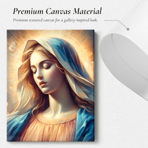 Virgin Mary Canvas Wall Art – Catholic Religious Wall Decor Painting Our Lady of Grace 02 Framed Canvas 12"L x 16"W