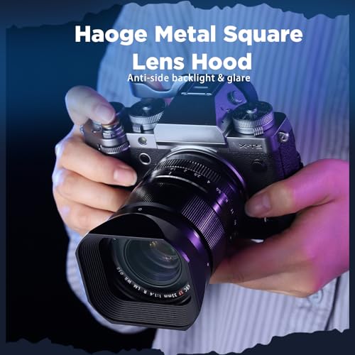 Haoge Metal Square Lens Hood for Fujifilm Fujinon Fuji XF 16-50mm F2.8-4.8 R LM WR & XF33mm F1.4 R LM WR,XF 23mm f/1.4 R LM WR Lens Replaces LH-XF23 II/2 Hood with a Hood Cap on X-T5 X-T4 XT50 Camera
