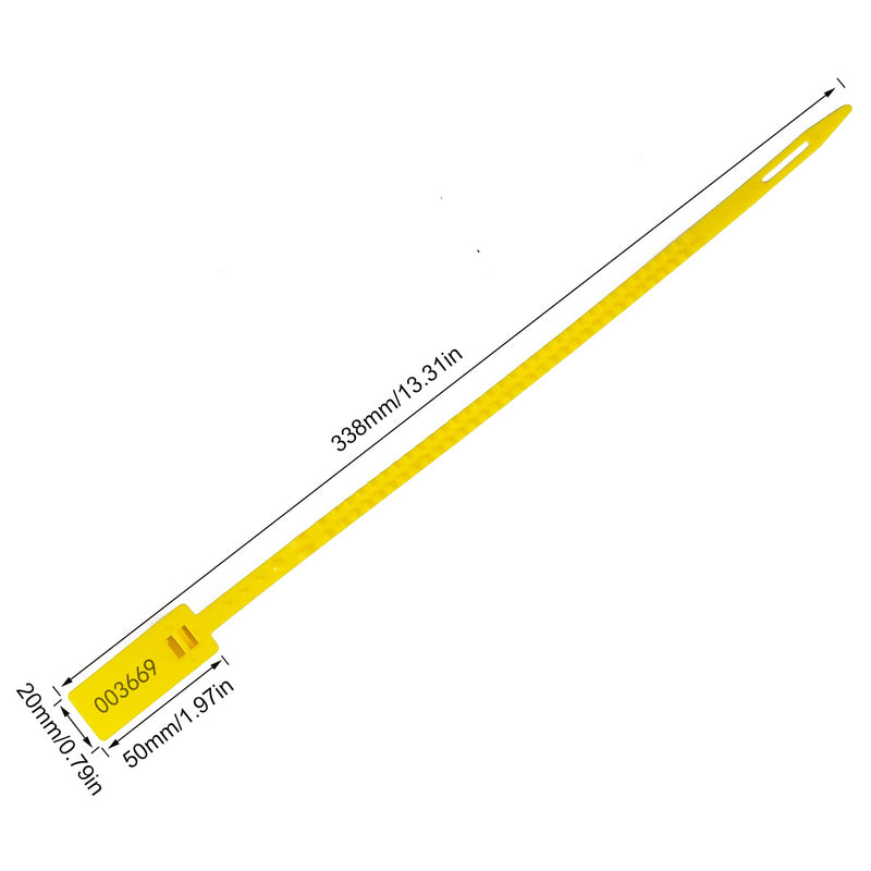 [Australia - AusPower] - Heavy Duty Plastic Security Seals Self Locking Tamper Evident Shipping Seals Numbered Security Tags Pull Tight Securing Straps Truck Trailer Seals Length 337 mm 13.2" (Yellow 100 PCS) Yellow 