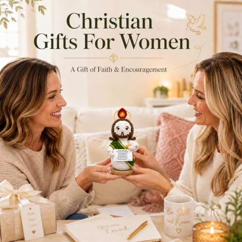 Crochet Jesus Stuffed Animal, Jesus Figurine With Bible Card Christian Gift Joshua