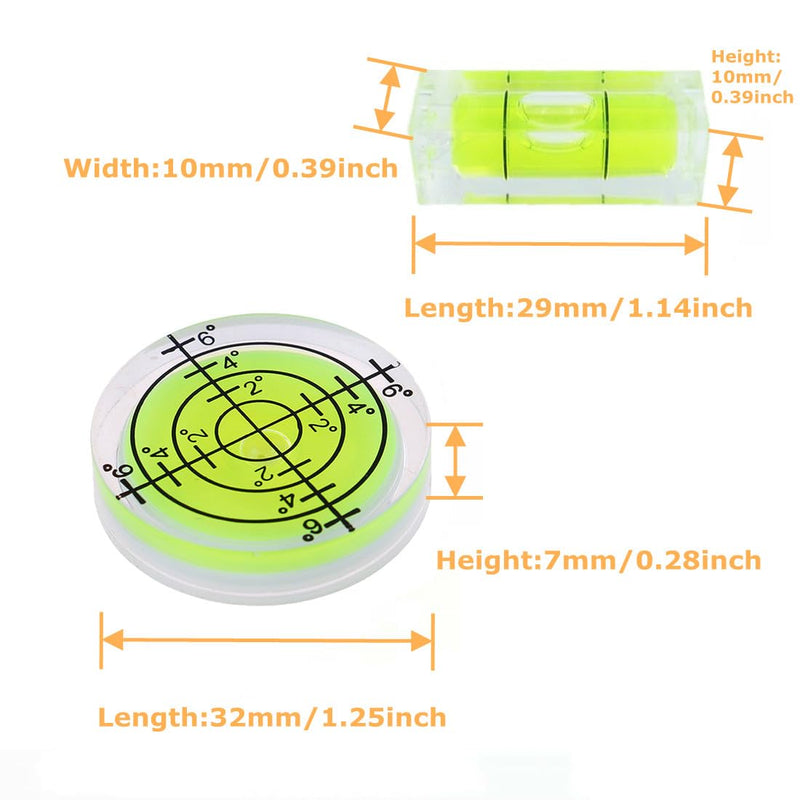 [Australia - AusPower] - 8Pcs Small Bubble Spirit Level Mini Square Levels Measuring Tools for Balancing Frame, Mural, Picture Hanging, Turntable, Tripod, Camera, Phonograph, 10x10x29mm, 32x7mm (Set A) 
