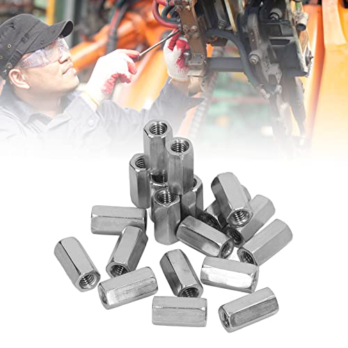 Tissting 20-piece M6 hex coupling nuts in 304 stainless steel with threaded connector design