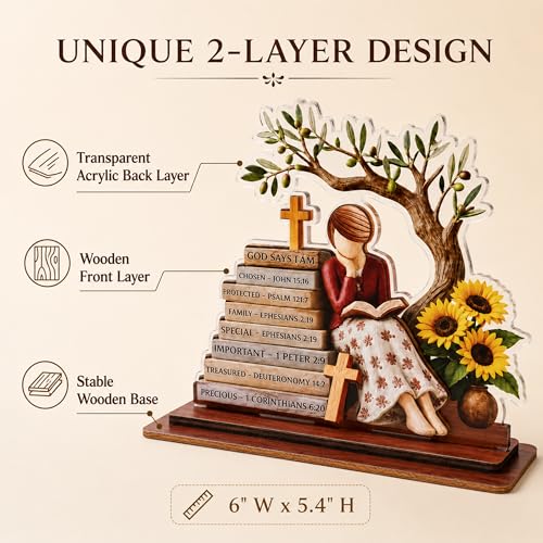 Religious Gifts for Women, God Says I Am Inspirational Christian Desk Decor Soi - kien - god say ao do hoa vang