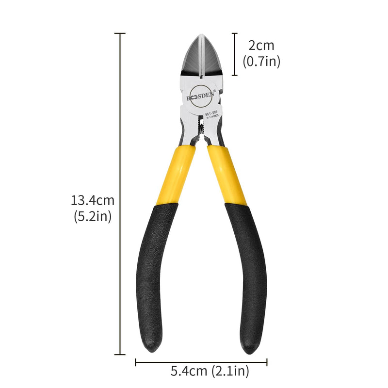 BOOSDEN 5" Wire Cutters, 5 Pack, Precision Cutting Pliers, Ultra Sharp Wire Snips Wire Clippers, Spring Loaded Flush Cutter, Diagonal Cutting Pliers for Jewelry Making Crafting, Wire Cutters Set 5"- 5 Pack