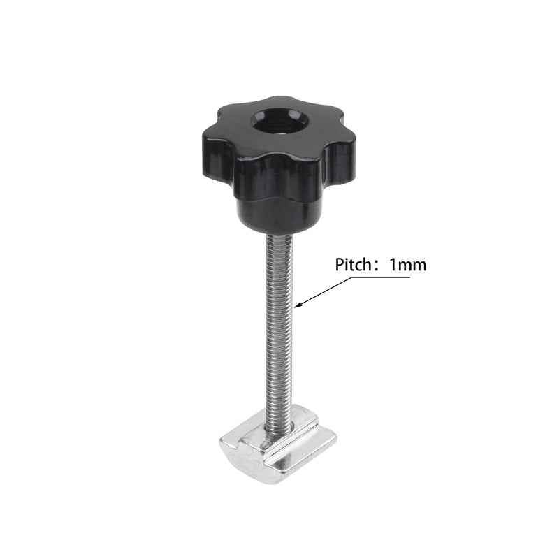 [Australia - AusPower] - 8 Sets M6 7 Star Through Hole Knob Nut Screw Clamping Knurled Threaded Knob Assortment Kit, Black Nylon Star Shape Hand Knobs 