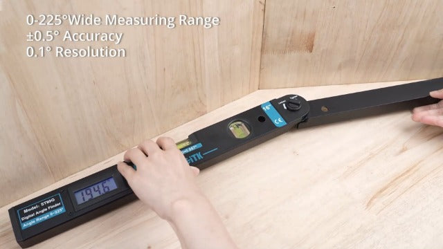 YGiTK digital angle finder 225° aluminum protractor with backlit LCD and bubble levels