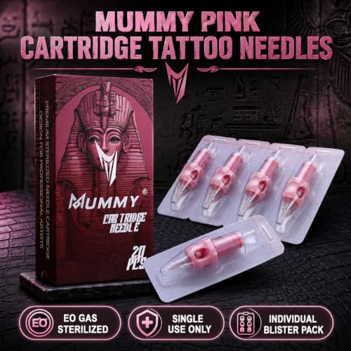 Mummy PN-1209RM Tattoo Cartridge Needles Assorted Disposable Curved Magnum #10 L-Taper Bugpin Pack of 20