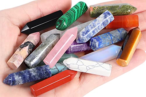 QINJIEJIE 20 PCS Healing Crystals Stones Sets Wands Bulk Pocket Gemstones A-multi-colored - 20pcs