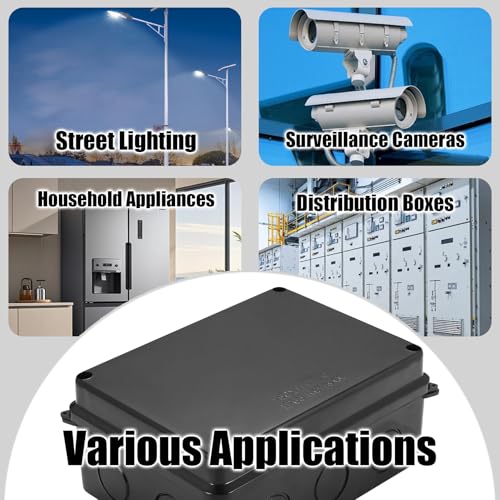 Junction Box Waterproof IP65 Black, Distribution Box Outdoor Waterproof Distribution Box Outdoor, Electrical Electrical Box Junction Box Surface-Mounted, Connection Box Outdoor Power Cable Boxes (Black)